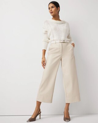 Faux Leather Wide Leg Crop Pant click to view larger image.