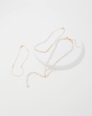 Gold + Pearl Convertible Y Necklace click to view larger image.