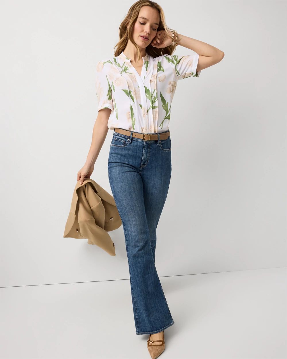 Petite Pleated Crepe Shirt