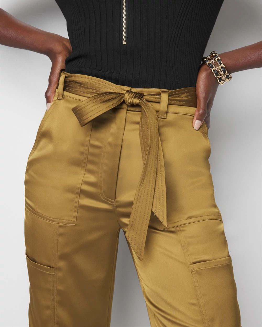 Petite Belted Utility Wide Leg Trouser