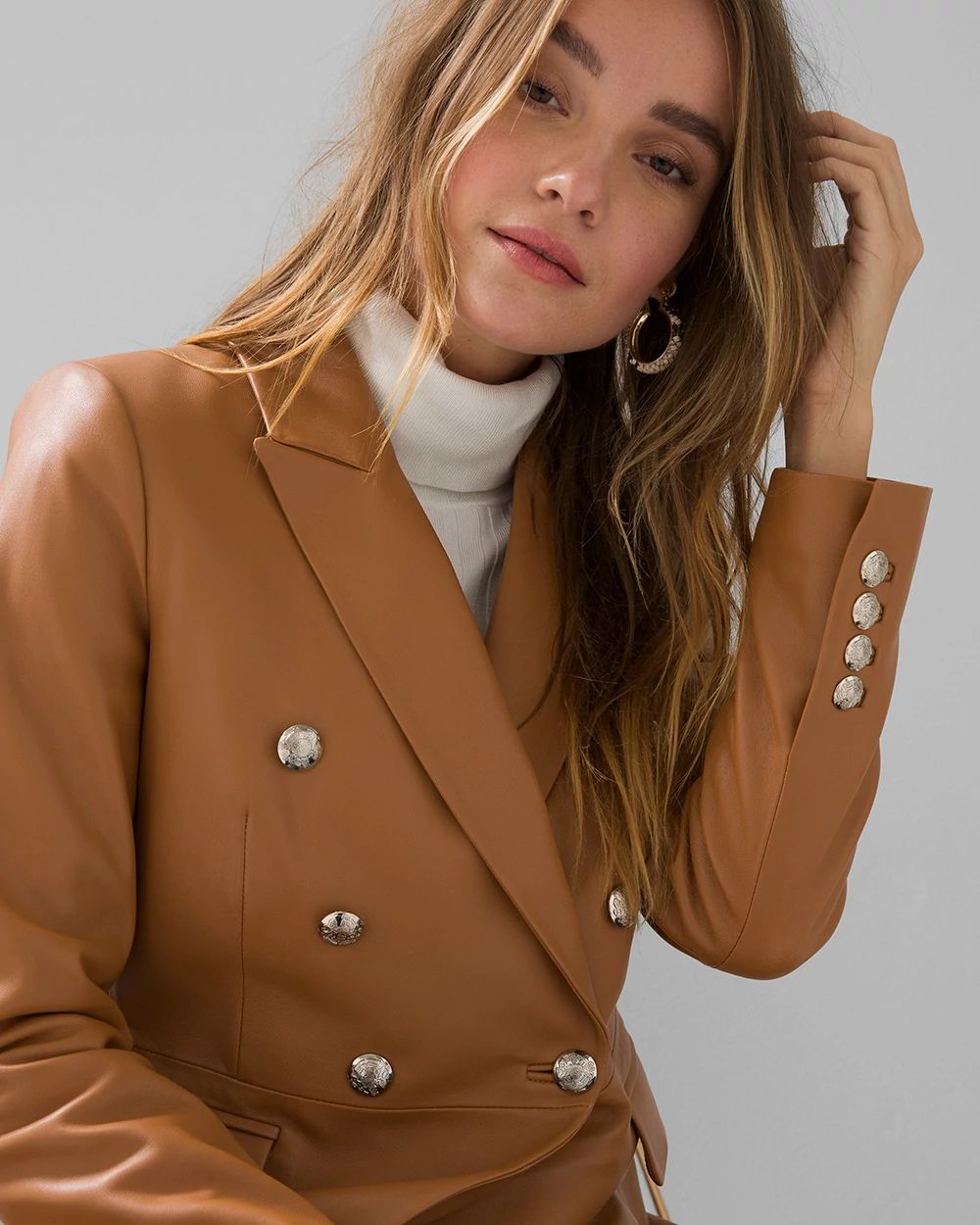 WHBM® Studio Leather Blazer click to view larger image.