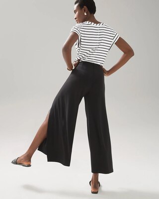 Petite Wide Leg Wrap Waist Cropped Pant