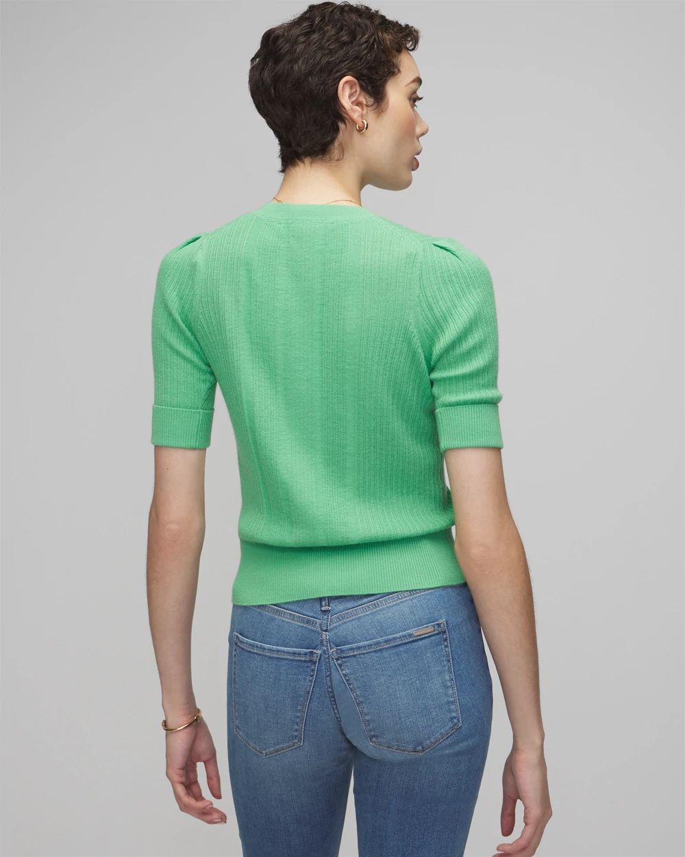 Cashmere-Blend Elbow-Sleeve Sweater