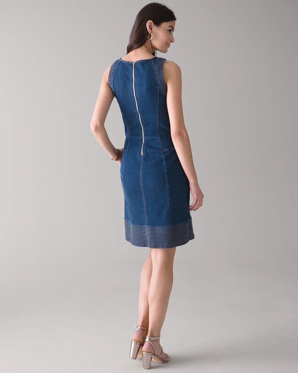 Sleeveless Denim Fit & Flare Dress click to view larger image.