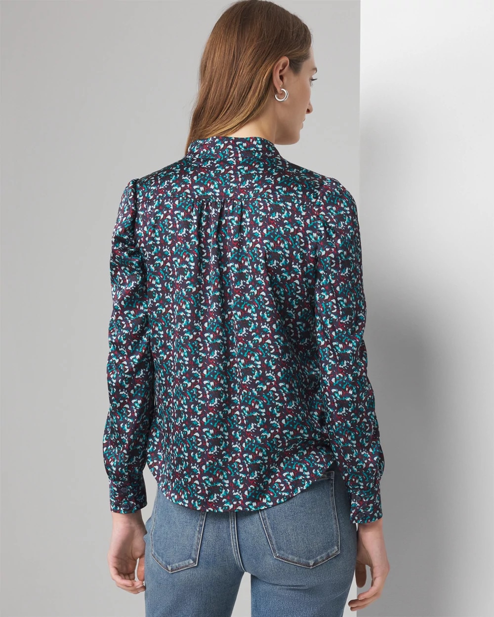 Y-Neck Ruched Shoulder Shirt