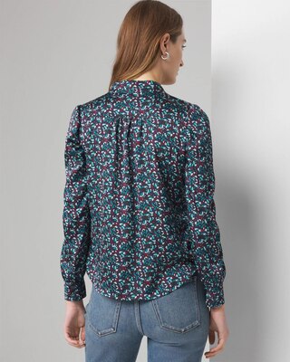Y-Neck Ruched Shoulder Shirt click to view larger image.