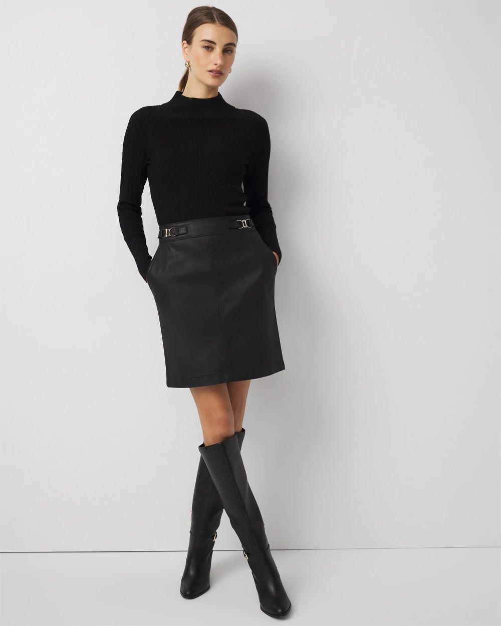 Coated Denim Mini Skirt