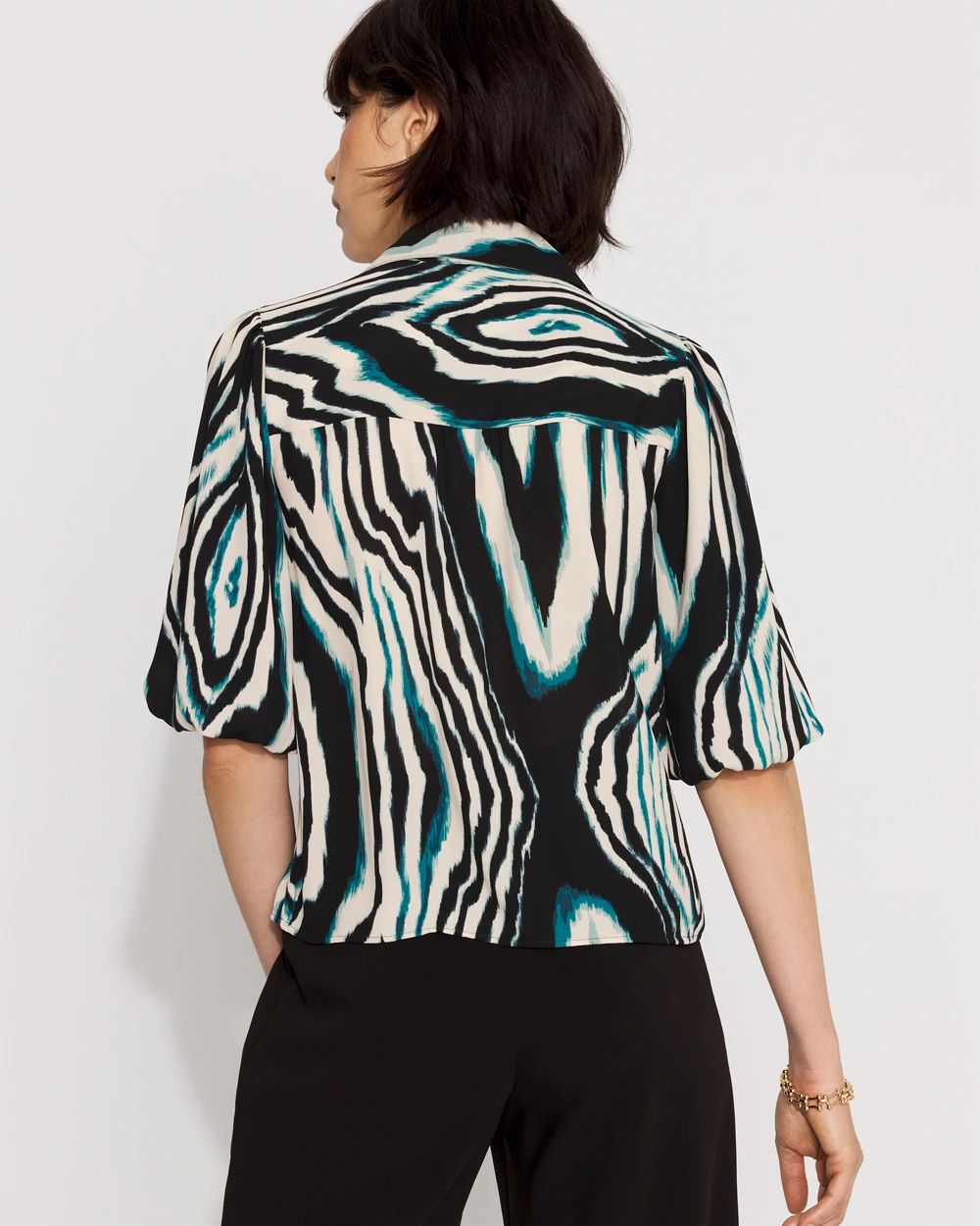 Puff Sleeve Ruffle Shirt click to view larger image.