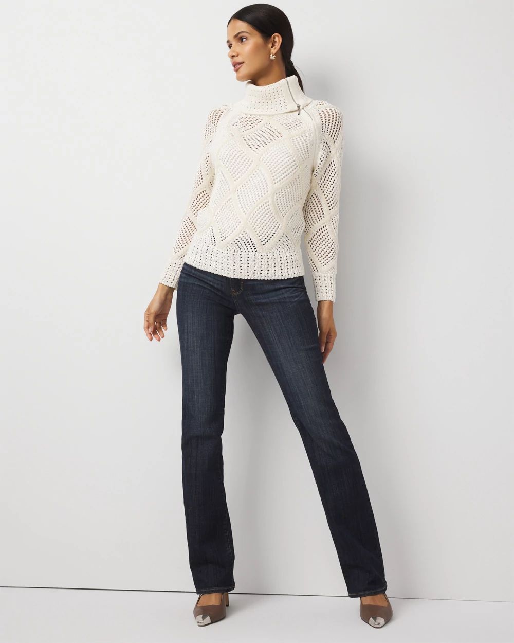 Zip Neck Sequin Knit Sweater