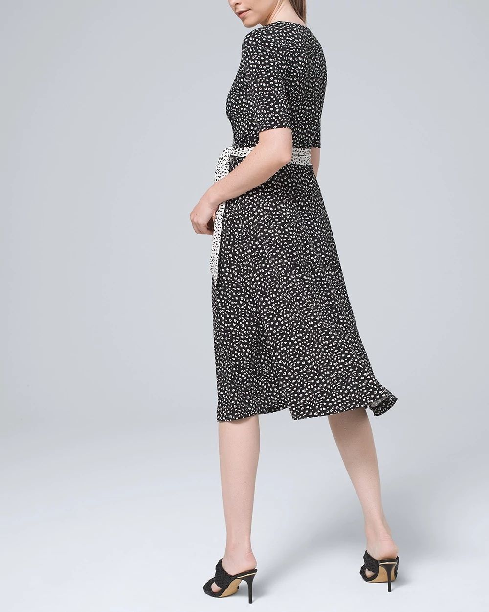 Petite Animal-Print Faux-Wrap Midi Dress