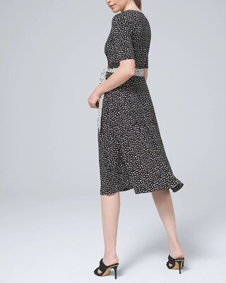 Petite Animal-Print Faux-Wrap Midi Dress