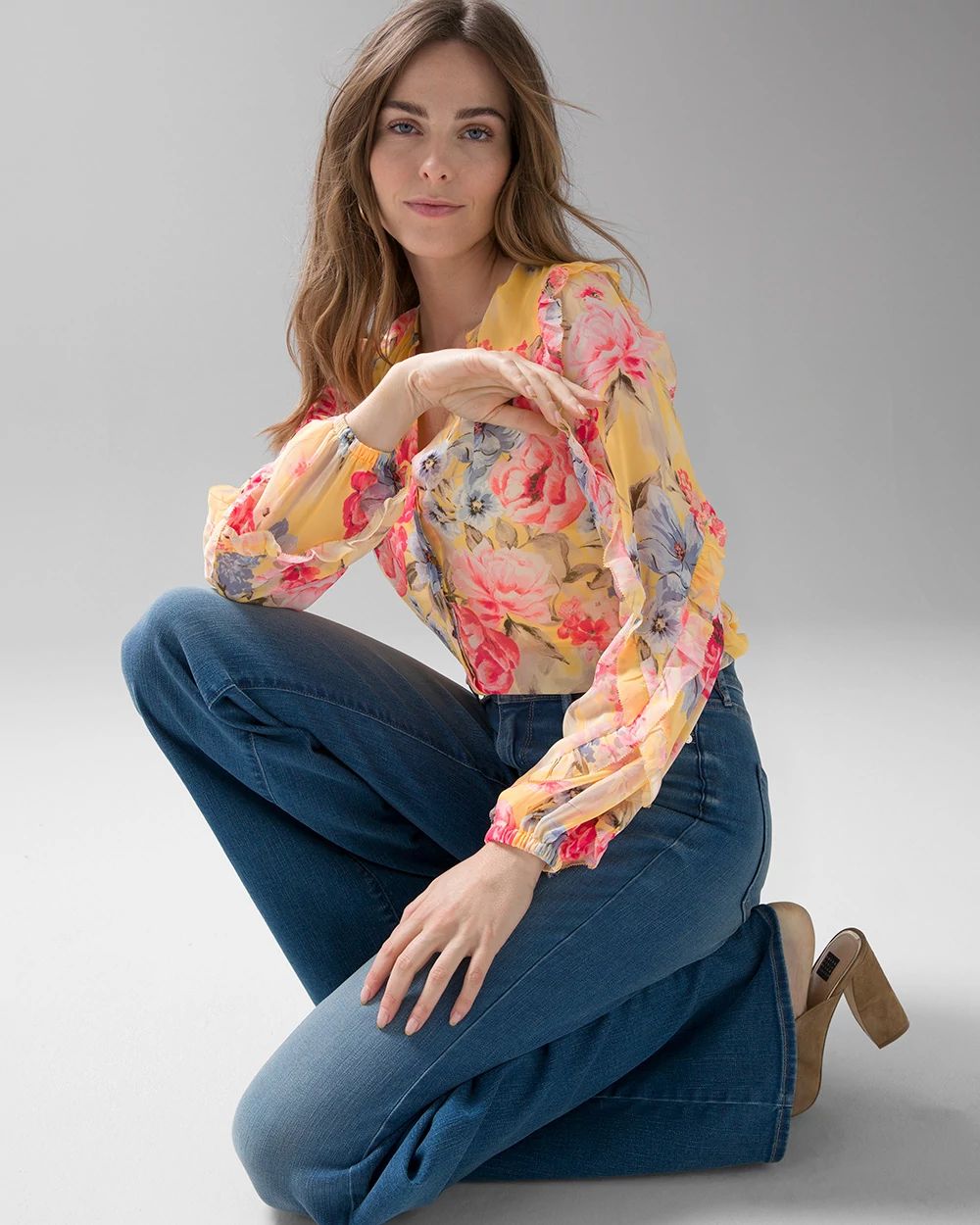 Ruffle-Sleeve Blouse