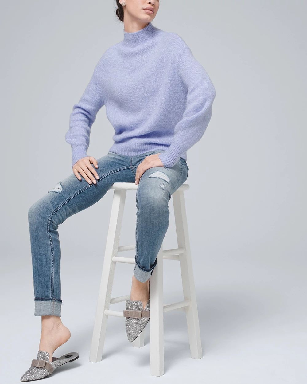 HIGH-RISE DESTRUCTED SLIM JEANS