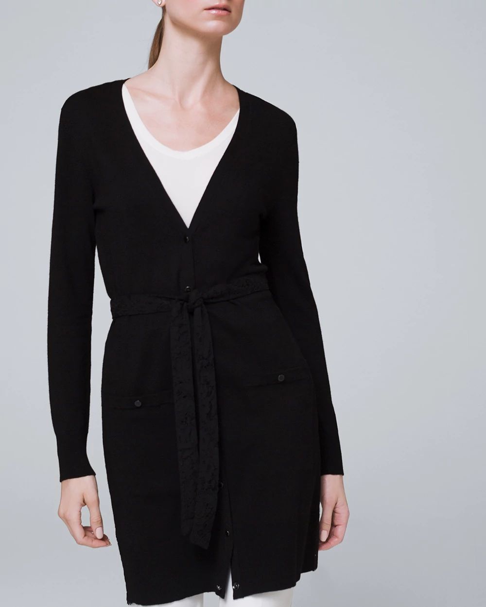 Lace-Back Boyfriend Cover-Up with Removable Belt