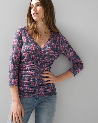 3/4 Sleeve Reversible Mesh Top