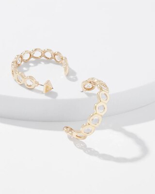 Gold Round Crystal Hoop Earrings