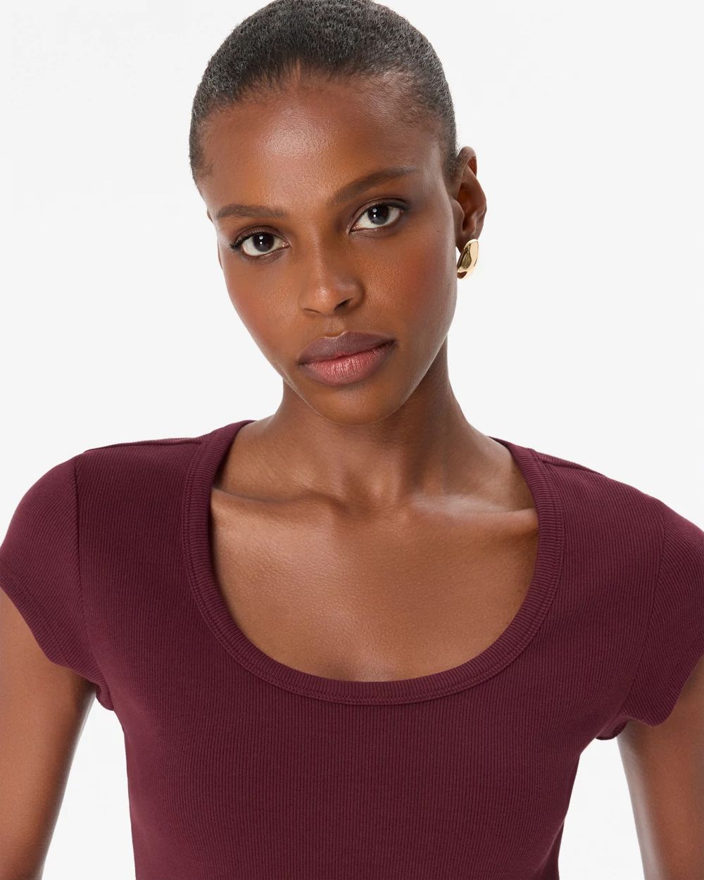 WHBM FORME™ Ribbed Scoop Neck Tee click to view larger image.