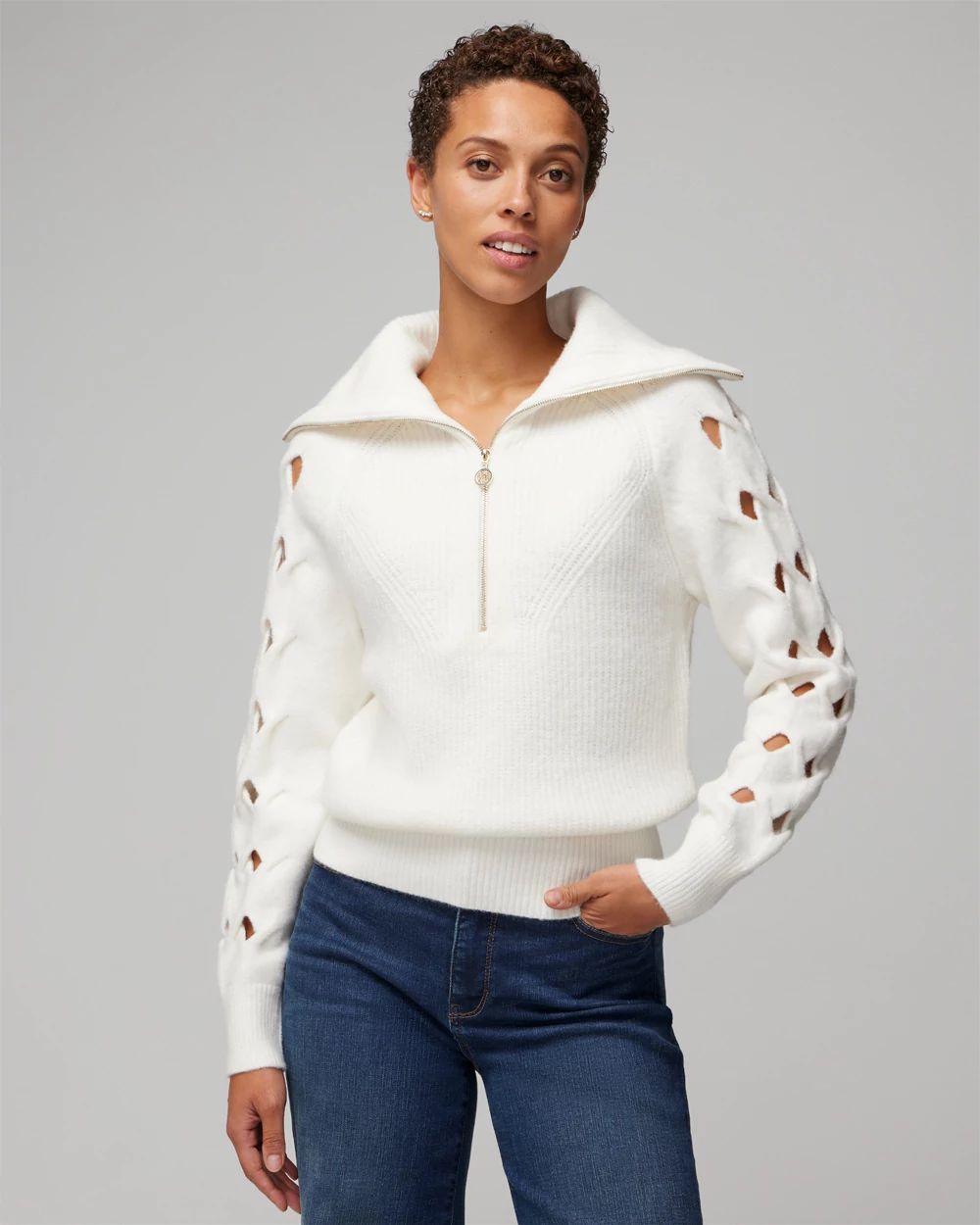 Novelty Sleeve Half Zip Pullover