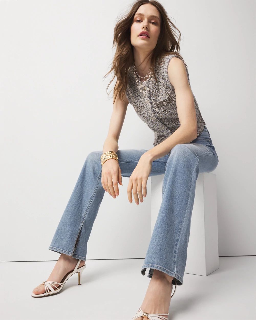 Metallic Tweed Sweater Vest