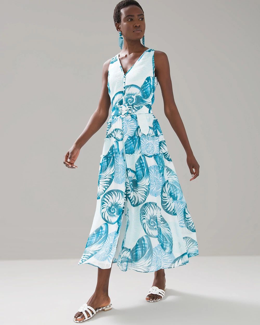Midi sleeveless shirt dress outlet