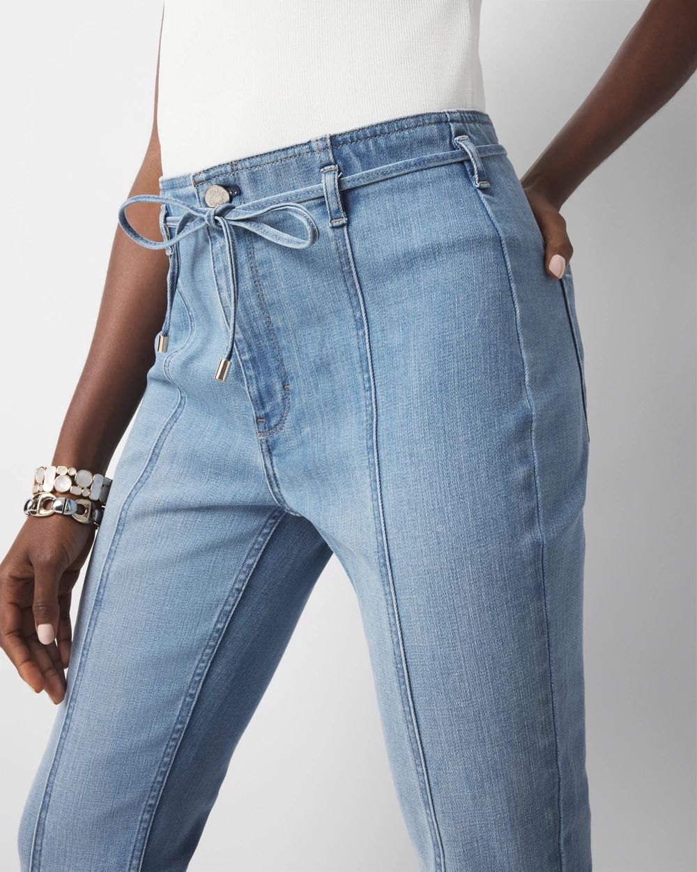 High-Rise Belted Skinny Flare Jean