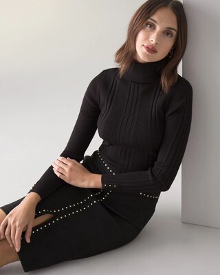 Petite Faux Suede Studded Pencil Skirt