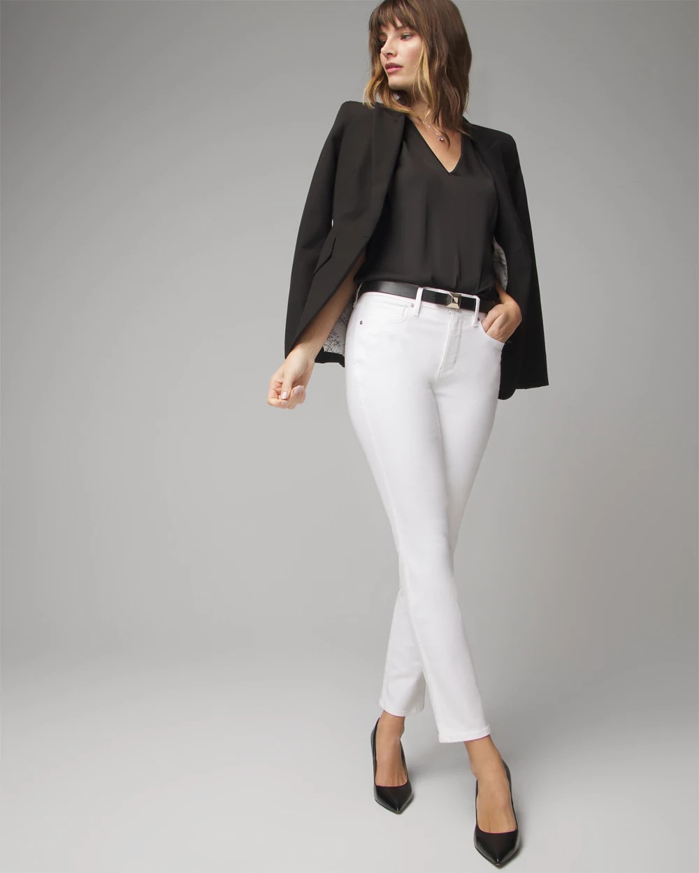 Petite High-Rise White Straight Jeans
