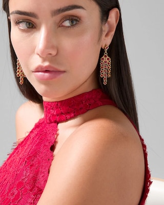 Red & Gold Chandelier Earrings