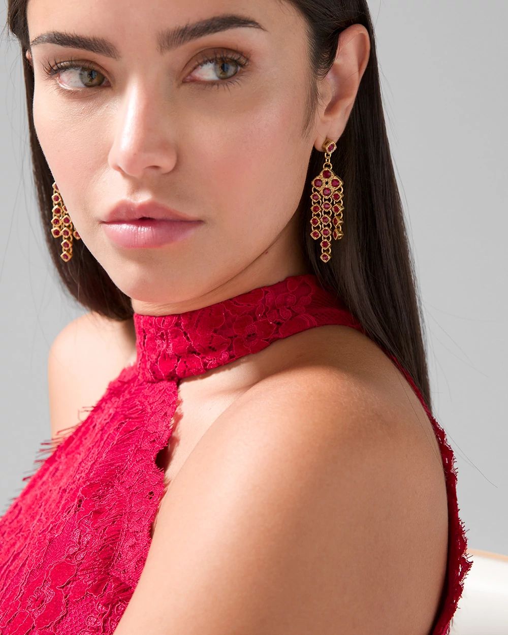 Red & Gold Chandelier Earrings