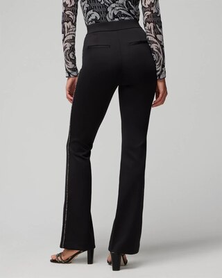 Pull On Embellished Tuxedo Trim Flare Pants