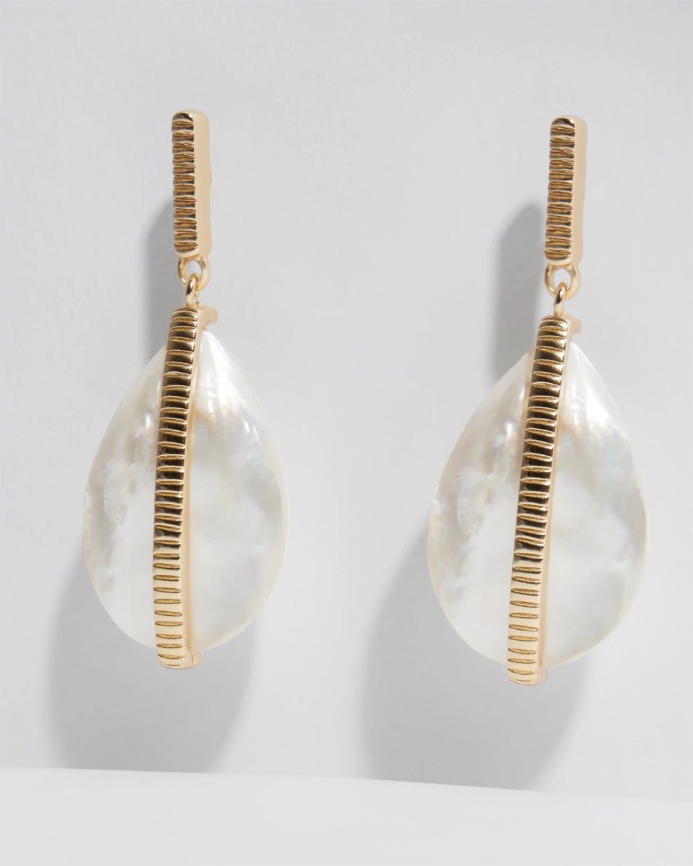 Goldtone & Mother of Pearl Drop Earrings
