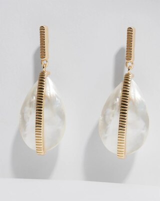 Goldtone & Mother of Pearl Drop Earrings
