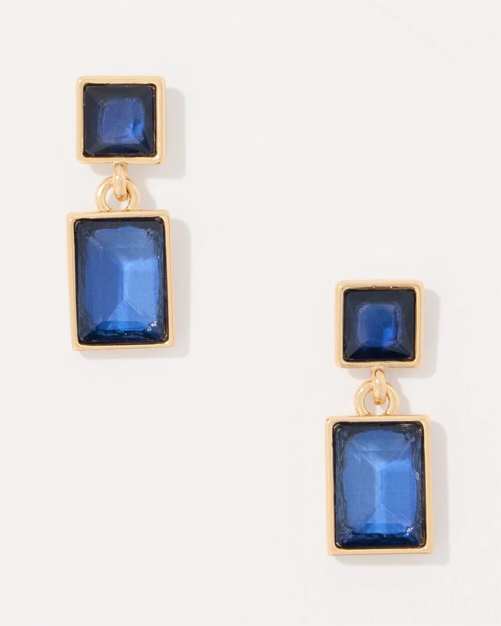 Dark Blue Glass Stone Drop Earrings