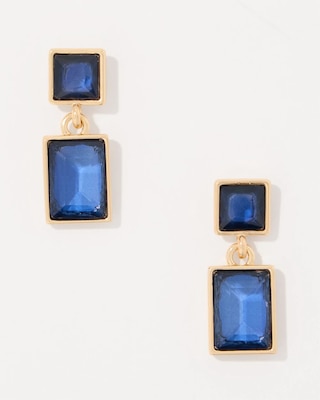 Dark Blue Glass Stone Drop Earrings