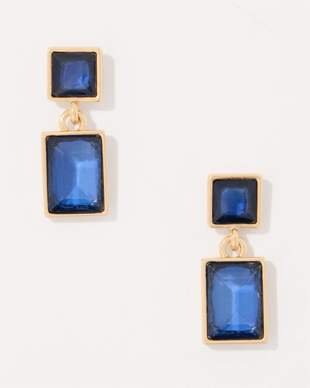 Dark Blue Glass Stone Drop Earrings