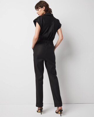 Petite Linen-Blend Short-Sleeve Utility Jumpsuit click to view larger image.