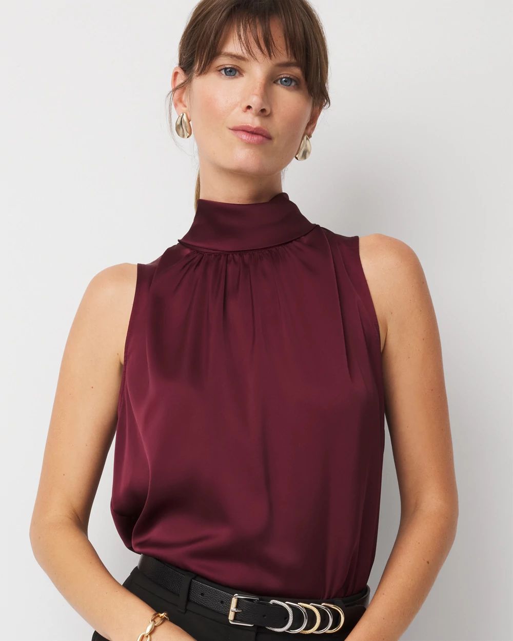Bow Back Satin Halter Blouse