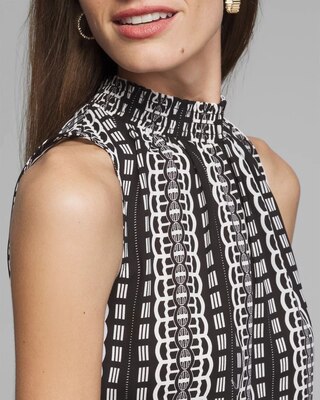 Outlet WHBM Sleeveless Smocked Neck Shell