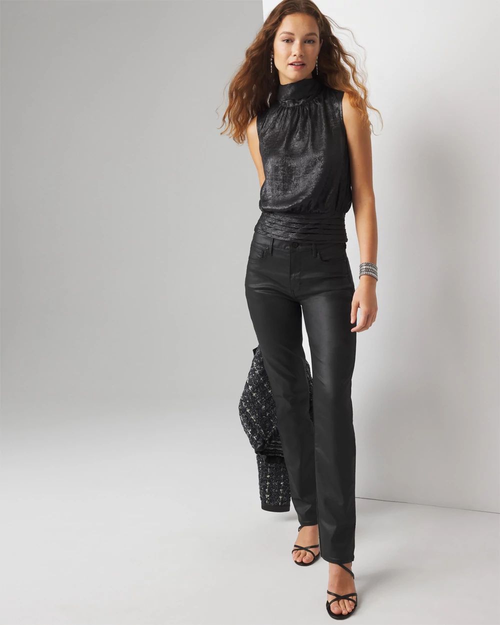 Metallic Banded Bottom Top