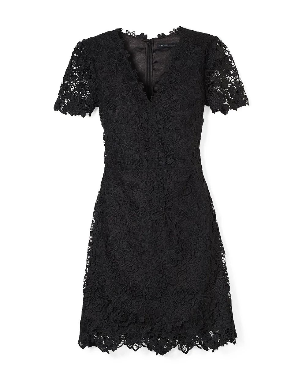 Short Sleeve V-neck Lace A-Line Dress