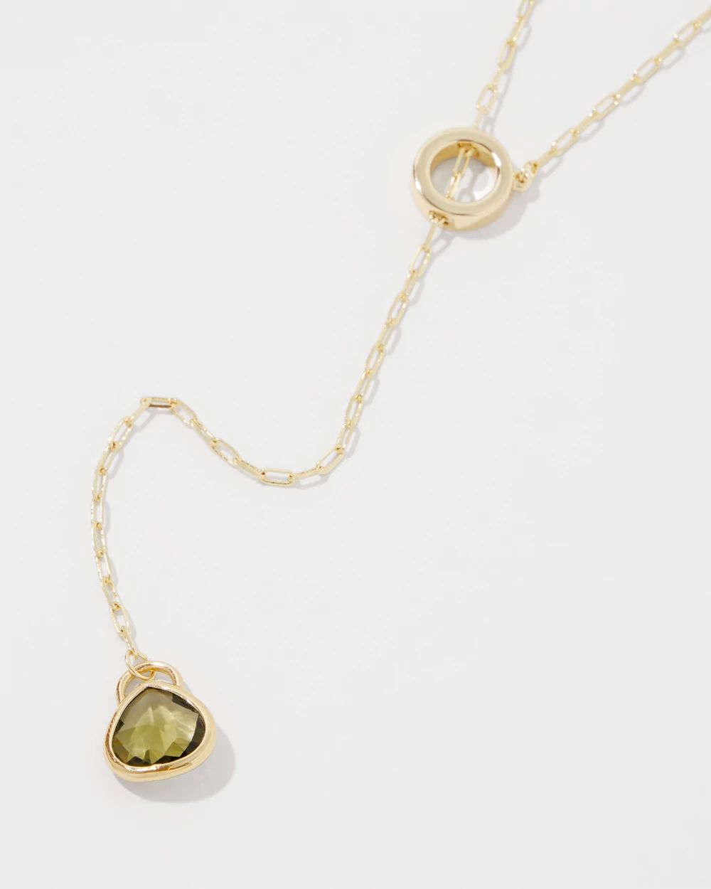 Olive + Gold Y Necklace