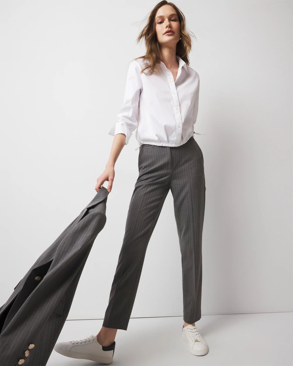 Petite Drawstring Poplin Shirt