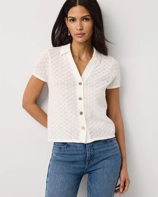 Textured Stitch Collared Cardigan