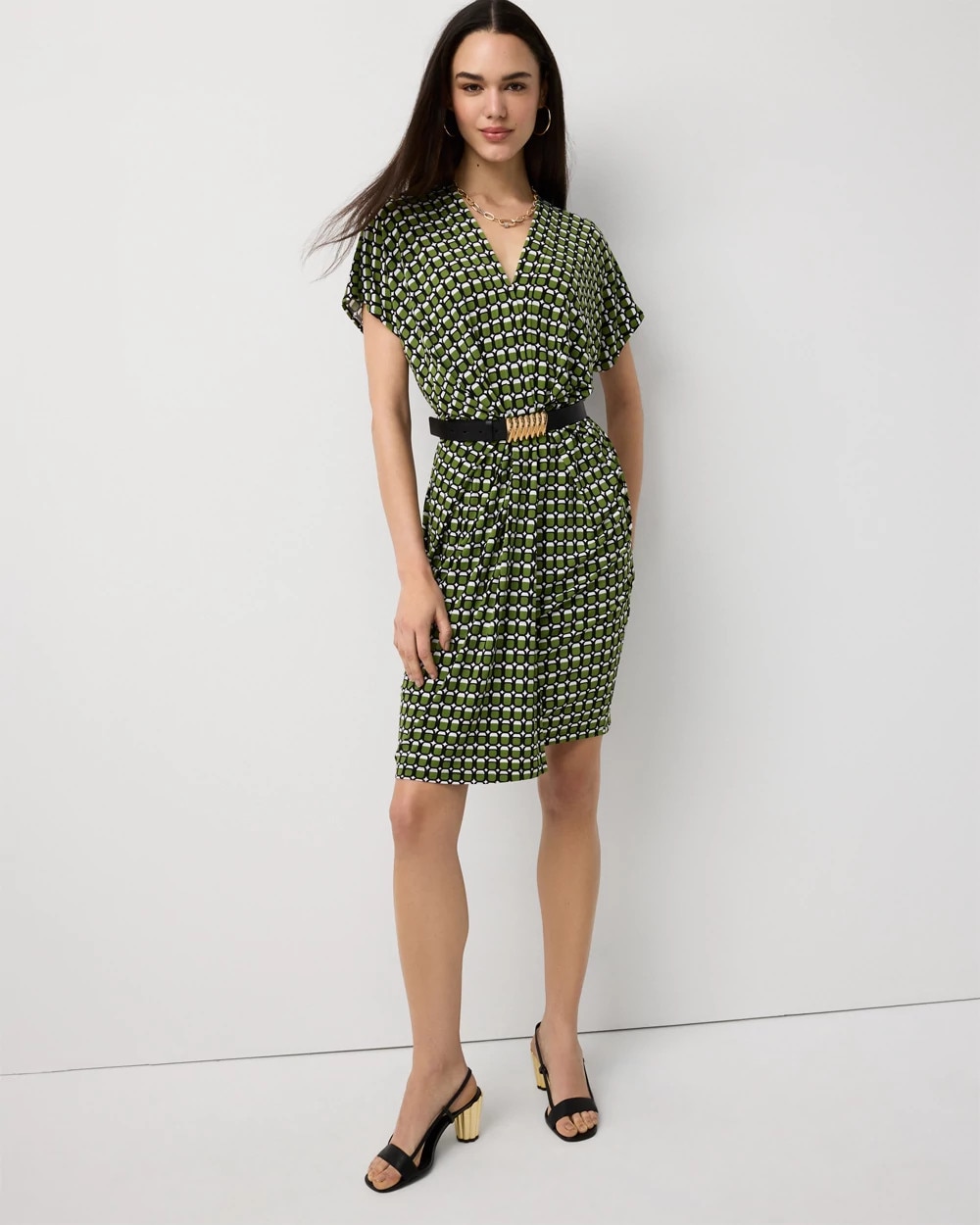 Matte-Jersey Pleated Dress