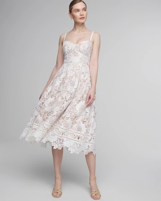Petite Sleeveless Lace Fit & Flare Midi Dress