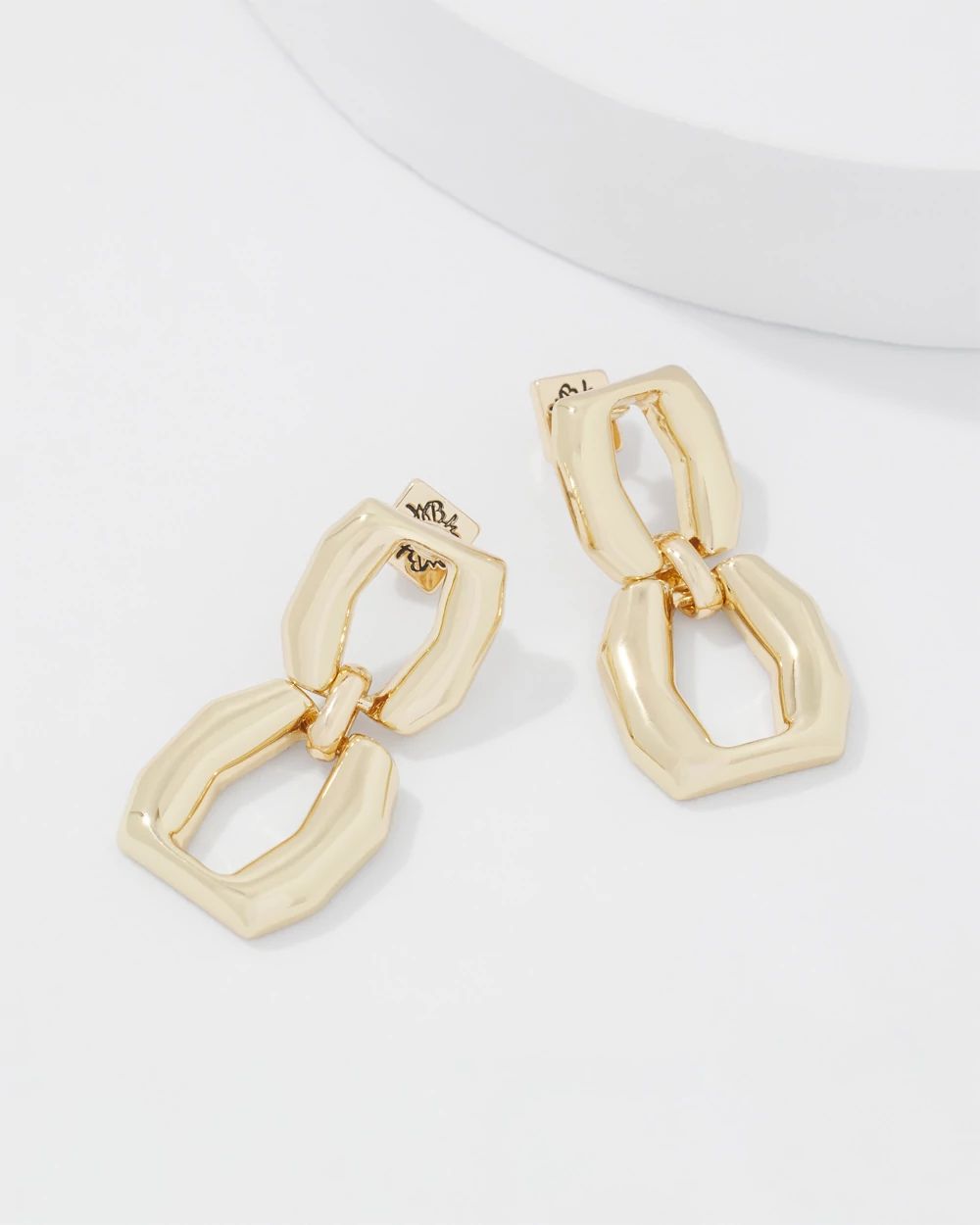 Gold Double Links Drop Earrings