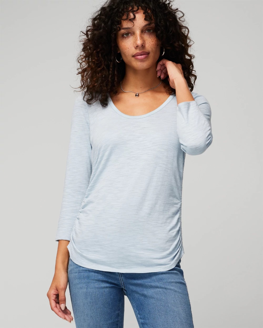 Shirred Scoop Neck Tee