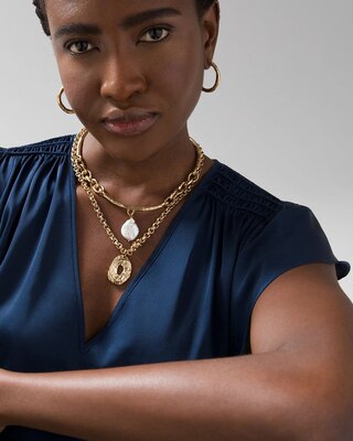 Multi-Strand Convertible Pearl & Coin Necklace