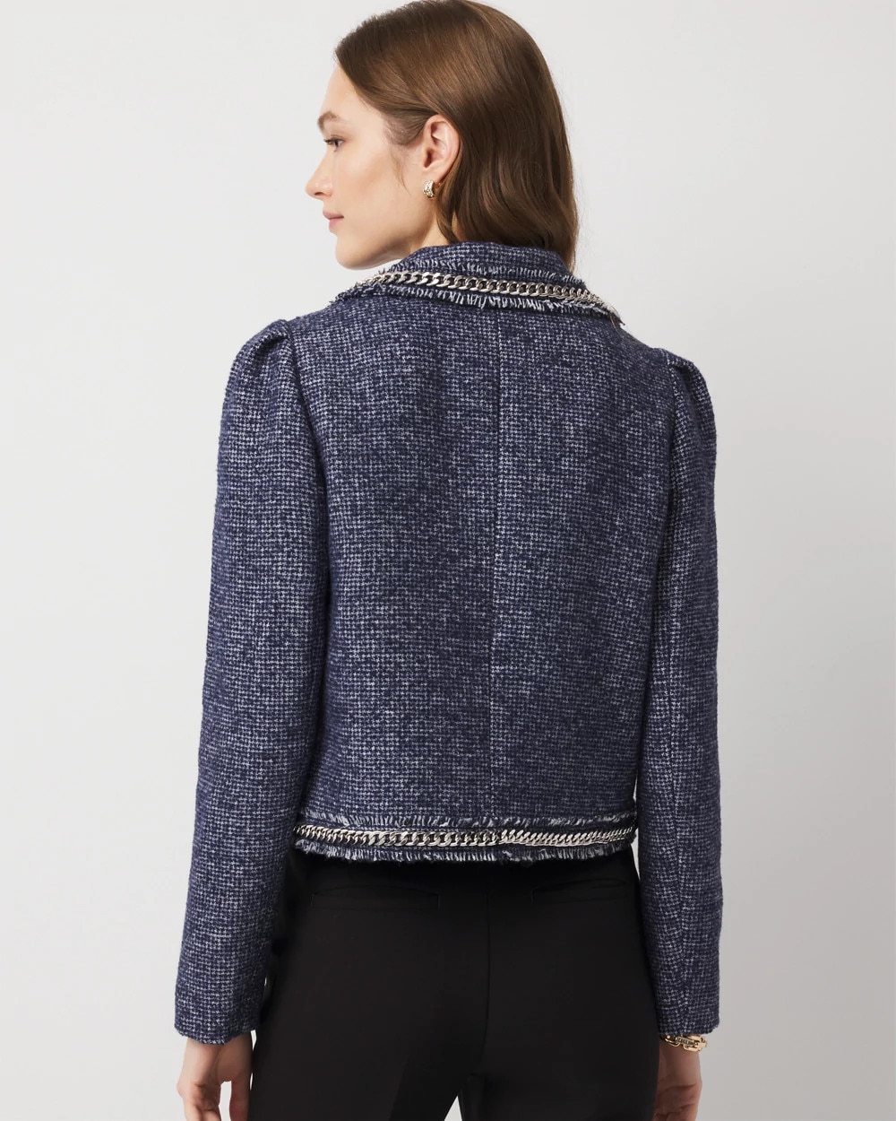Petite Chain Trim Tweed Jacket