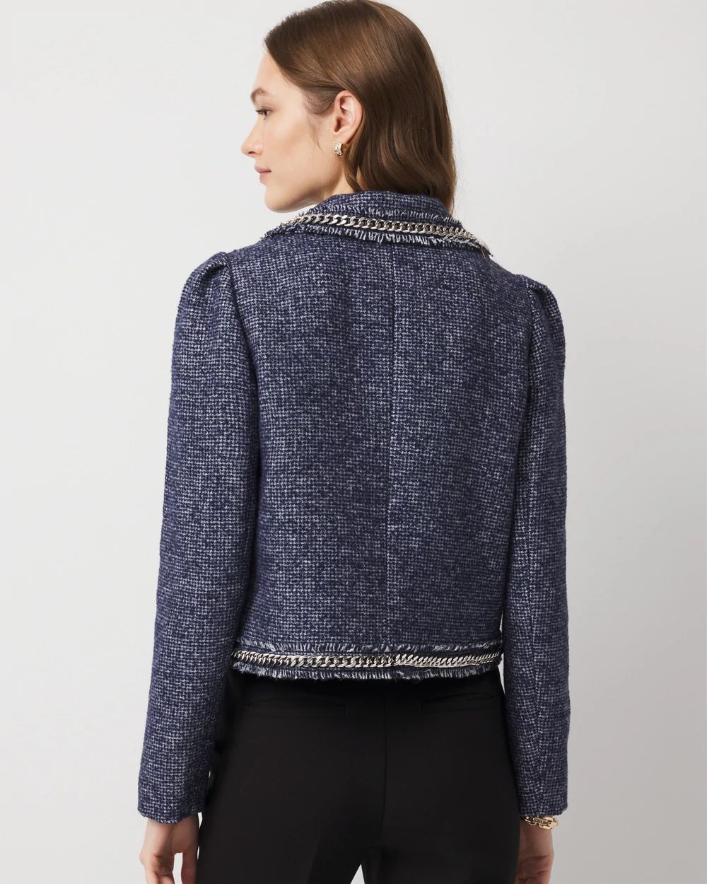 Petite Chain Trim Tweed Jacket